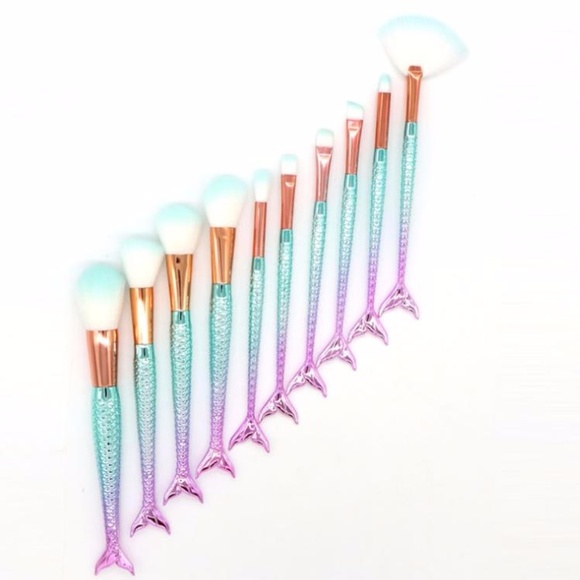 NEW 10 pc Mermaid Makeup Brush Set - Picture 4 of 4